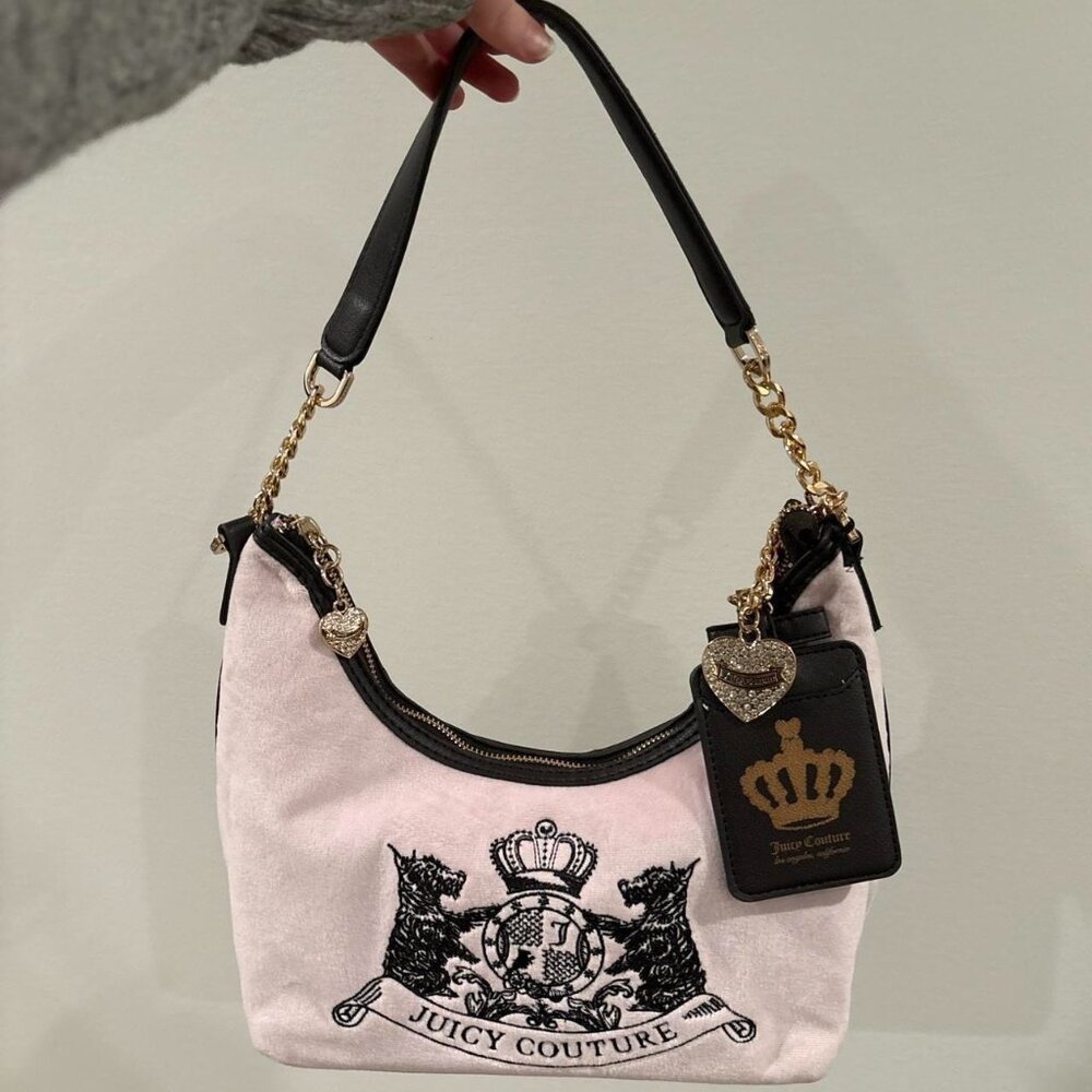 NWT Juicy Couture Scottie Shoulder Bag With Charms & Card Holder Y2K